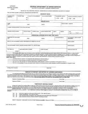 DDS-1205 form. Chestney & Sullivan Snellville DUI Lawyers defend administrative actions. 